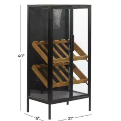Clearance Kirklands Home Black Metal and Brown Wood Standing Wine Rack