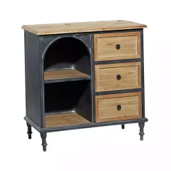 Kirklands Home Black Metal and Brown Wood Storage Cabinet