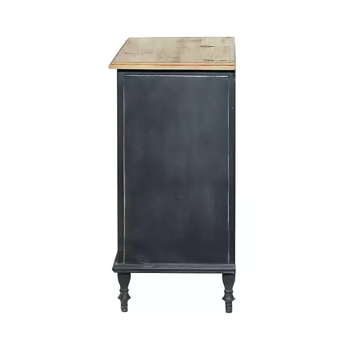 Kirklands Home Black Metal and Brown Wood Storage Cabinet