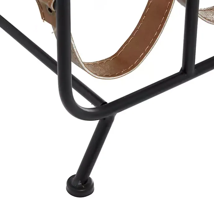 Hot Kirklands Home Black Metal and Faux Leather Wine Rack