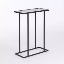 Outlet Kirklands Home Metal and Glass Rectangular Accent Table Black