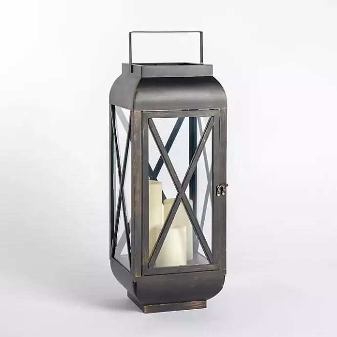 Best Kirklands Home Metal and Glass Thomas Lantern, 24 in. Black