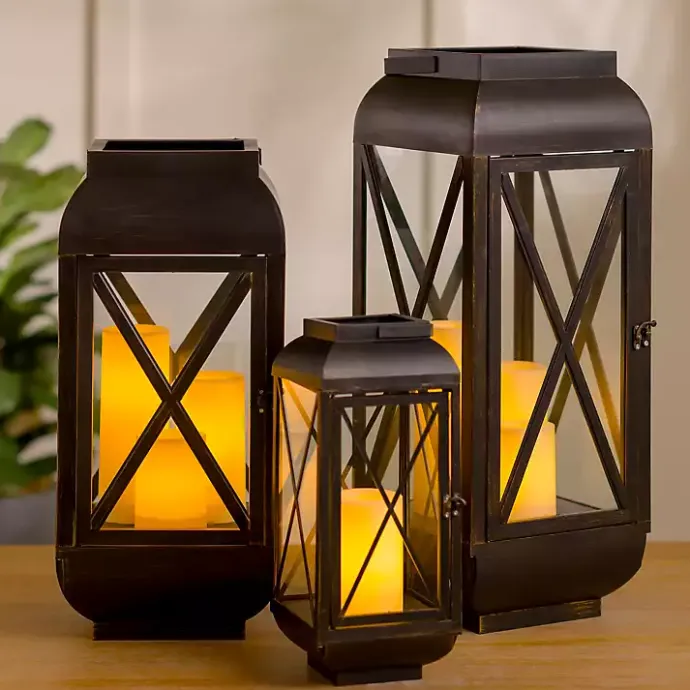Best Kirklands Home Metal and Glass Thomas Lantern, 24 in. Black