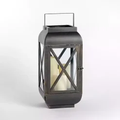 Clearance Kirklands Home Metal and Glass Thomas Lantern, 20 in. Black