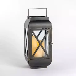 Clearance Kirklands Home Metal and Glass Thomas Lantern, 20 in. Black