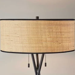 Sale Kirklands Home Black Metal and Rat Tripod Floor Lamp Tan