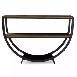 Hot Kirklands Home Black Metal and Rustic Wood Modern Console Table