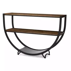 Hot Kirklands Home Black Metal and Rustic Wood Modern Console Table
