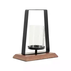 Clearance Kirklands Home Black Metal and Wood Hurricane