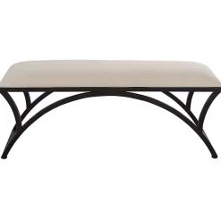 Online Kirklands Home Black Metal Arched Frame Upholstered Bench Ivory