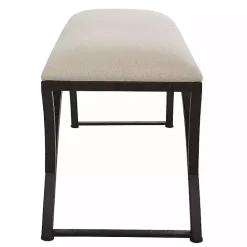 Online Kirklands Home Black Metal Arched Frame Upholstered Bench Ivory
