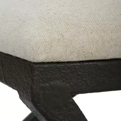 Online Kirklands Home Black Metal Arched Frame Upholstered Bench Ivory