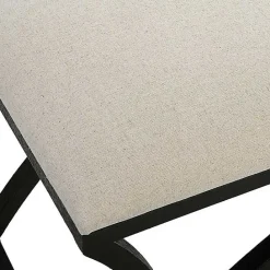 Online Kirklands Home Black Metal Arched Frame Upholstered Bench Ivory