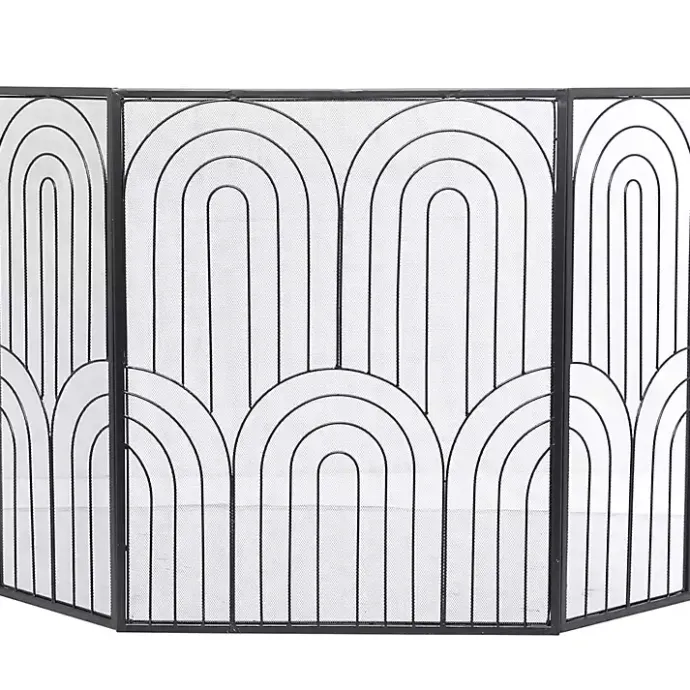 New Kirklands Home Black Metal Arches Fireplace Screen