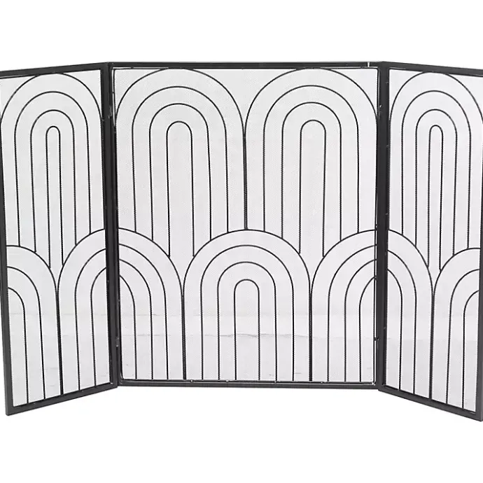 New Kirklands Home Black Metal Arches Fireplace Screen