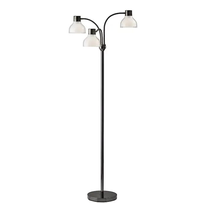Discount Kirklands Home Black Metal 3-Arm Frosted Shade Floor Lamp White