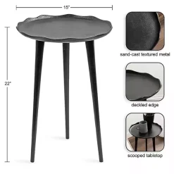 Kirklands Home Metal Deckled Edge Round Side Table Black