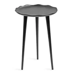 Kirklands Home Metal Deckled Edge Round Side Table Black