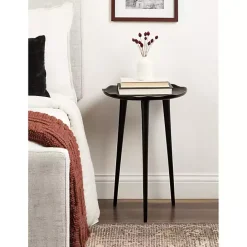 Kirklands Home Metal Deckled Edge Round Side Table Black
