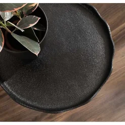 Kirklands Home Metal Deckled Edge Round Side Table Black