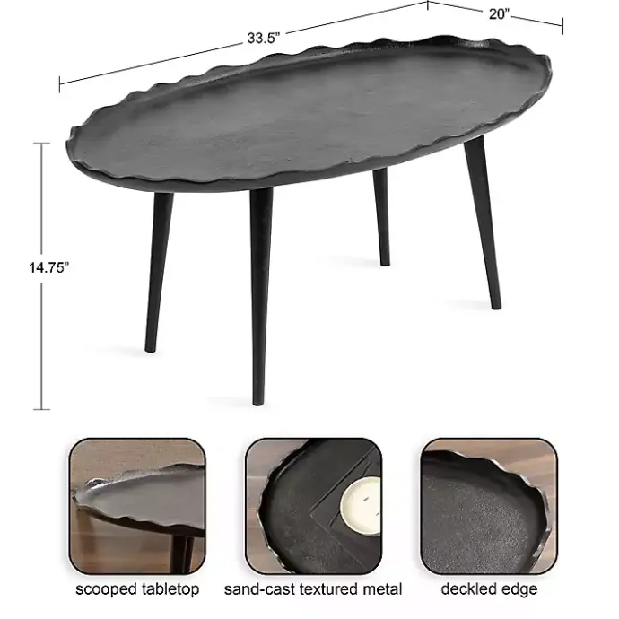 Clearance Kirklands Home Metal Deckled Edge Oval Coffee Table Black