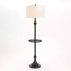 Best Kirklands Home Black Metal Floor Lamp with Round Tray White