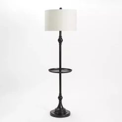 Best Kirklands Home Black Metal Floor Lamp with Round Tray White