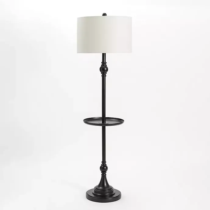 Best Kirklands Home Black Metal Floor Lamp with Round Tray White