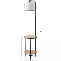 Online Kirklands Home Black Metal Floor Lamp with Wood Shelves White
