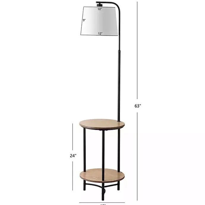 Online Kirklands Home Black Metal Floor Lamp with Wood Shelves White