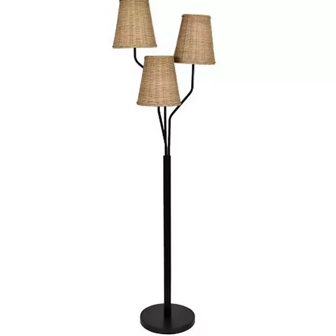 Sale Kirklands Home Metal Floor Lamp with Rattan Shades Black