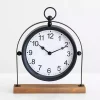 Discount Kirklands Home Black Metal Frame with Wood Base Tabletop Clock