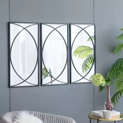 Sale Kirklands Home Black Metal Geometric Wall Mirrors, Set of 3