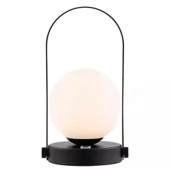 Best Kirklands Home Black Metal Glass Globe Cordless Table Lamp White