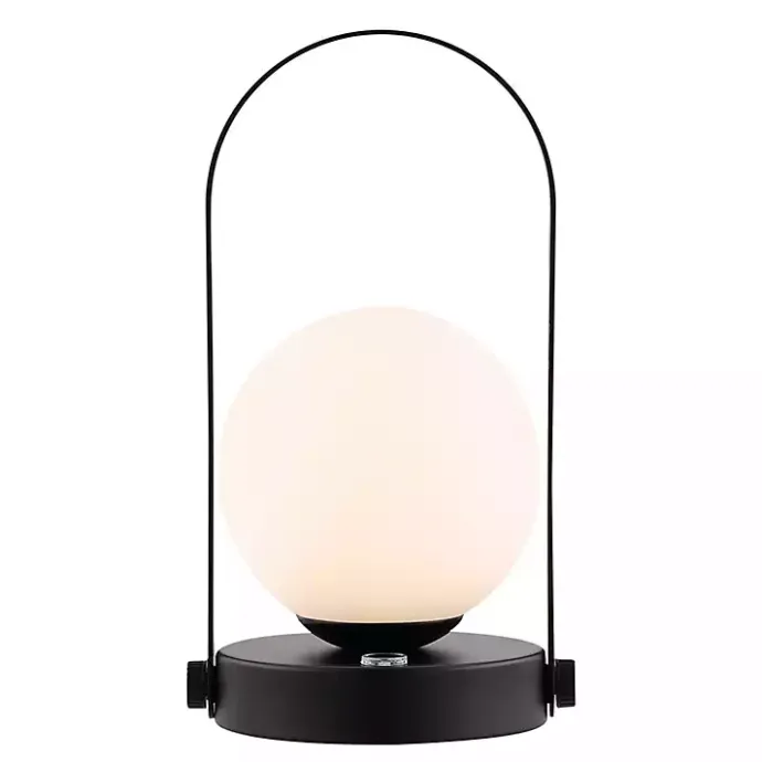 Best Kirklands Home Black Metal Glass Globe Cordless Table Lamp White
