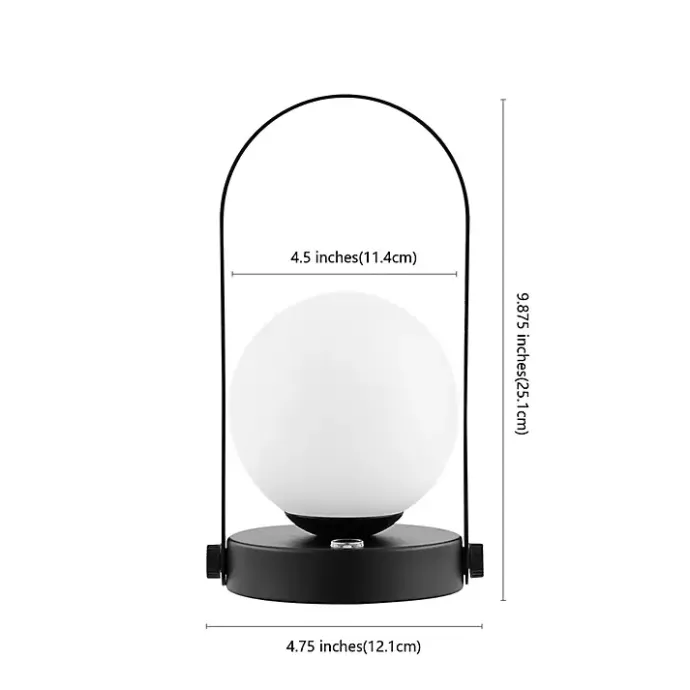 Best Kirklands Home Black Metal Glass Globe Cordless Table Lamp White