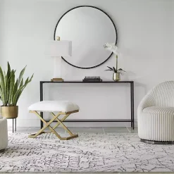 Clearance Kirklands Home Metal Glass Top Console Table Black