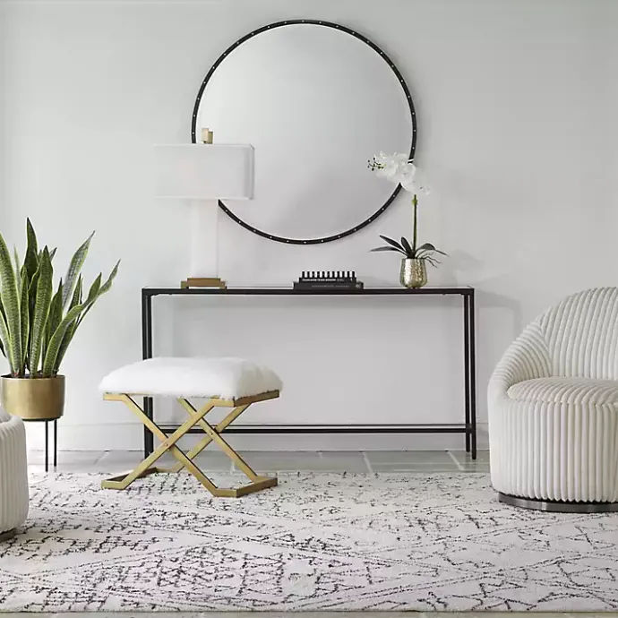 Clearance Kirklands Home Metal Glass Top Console Table Black