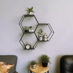 Best Kirklands Home Black Metal Hexagon Wall Shelf