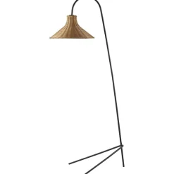 Best Kirklands Home Black Metal Jeri Floor Lamp with Rat Shade Tan