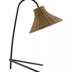 Sale Kirklands Home Black Metal Jeri Table Lamp with Rat Shade Tan