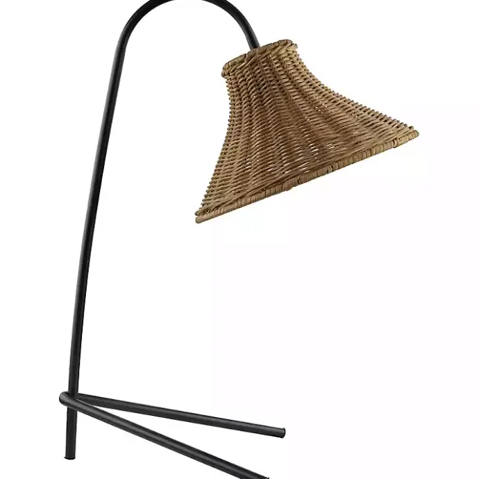 Sale Kirklands Home Black Metal Jeri Table Lamp with Rat Shade Tan