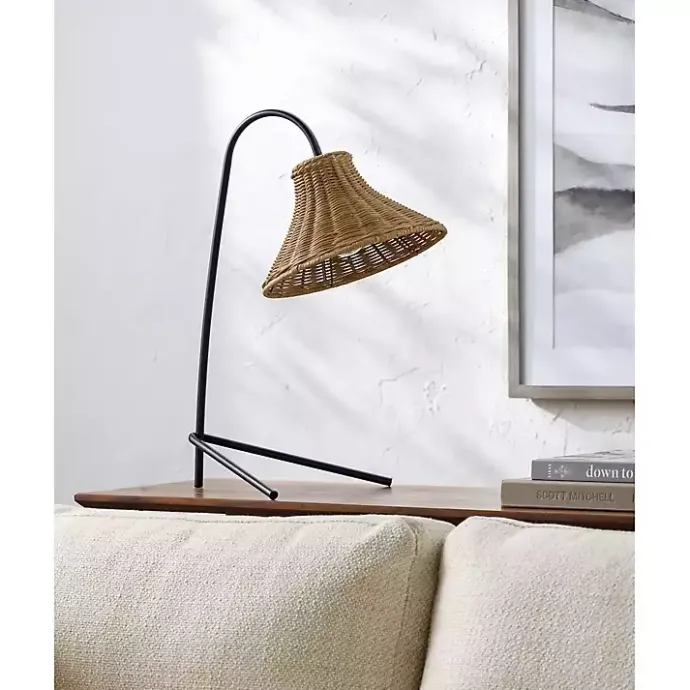 Sale Kirklands Home Black Metal Jeri Table Lamp with Rat Shade Tan