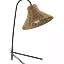 Sale Kirklands Home Black Metal Jeri Table Lamp with Rat Shade Tan