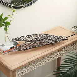 New Kirklands Home Metal Leaf Trays, Set of 2 Black