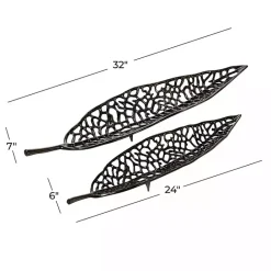 New Kirklands Home Metal Leaf Trays, Set of 2 Black