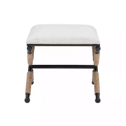 Online Kirklands Home Black Metal Legs Bench with Rope Detail White