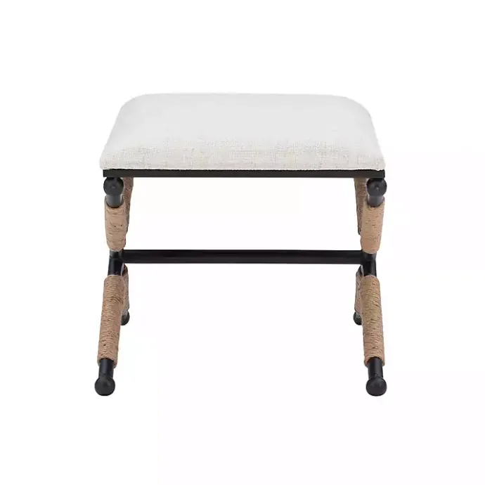 Online Kirklands Home Black Metal Legs Bench with Rope Detail White