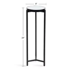 Hot Kirklands Home Metal Mirrored Tabletop Aguilar Drink Table Black