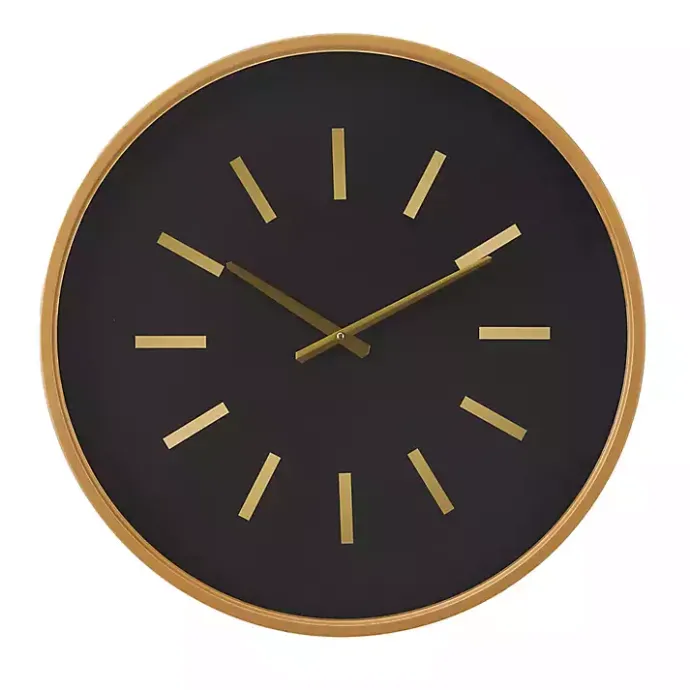 Clearance Kirklands Home Black Metal Modern Thomas Wall Clock